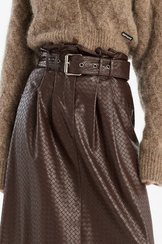 Midi Paper Waist Skirt