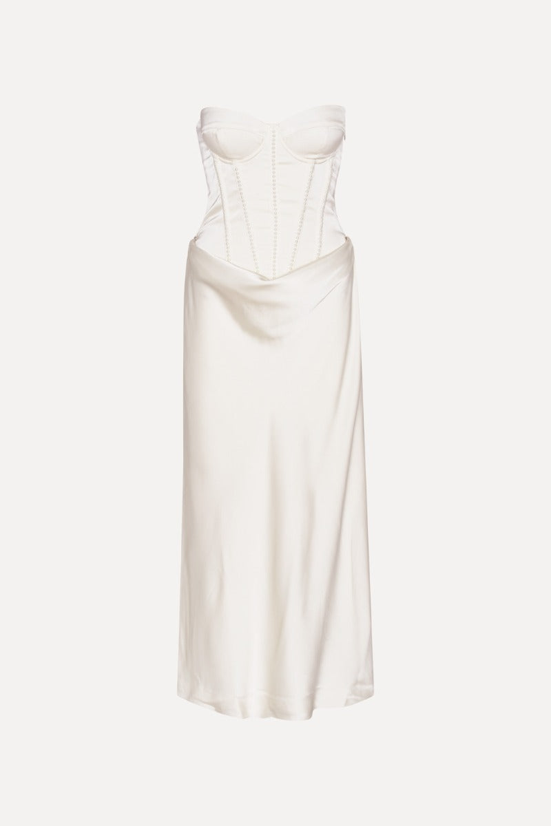 Satin Pearl Corset Dress