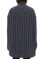 Blue Striped Poplin Shirt-Dress