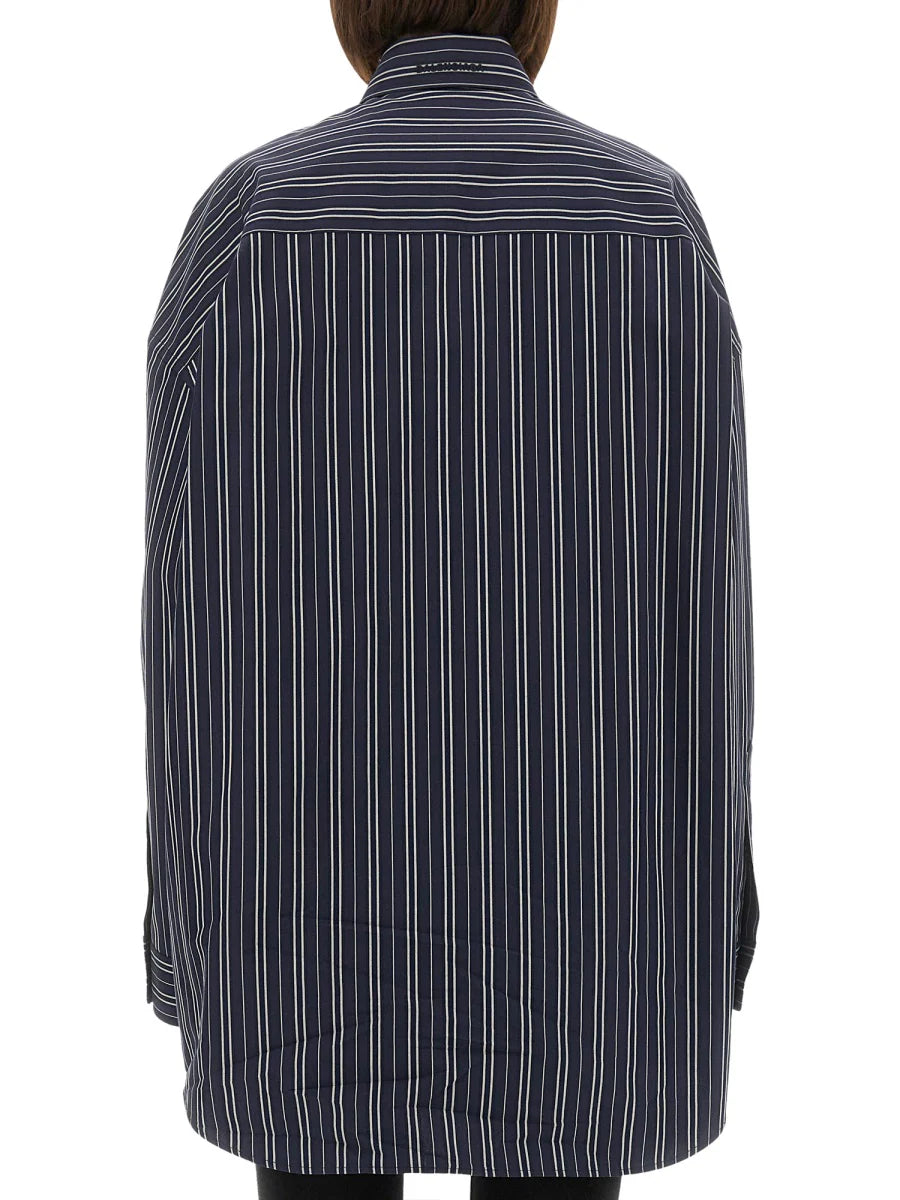 Blue Striped Poplin Shirt-Dress