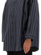 Blue Striped Poplin Shirt-Dress