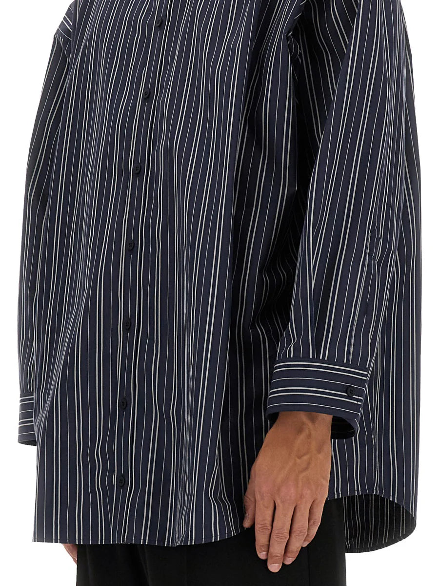 Blue Striped Poplin Shirt-Dress