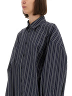 Blue Striped Poplin Shirt-Dress