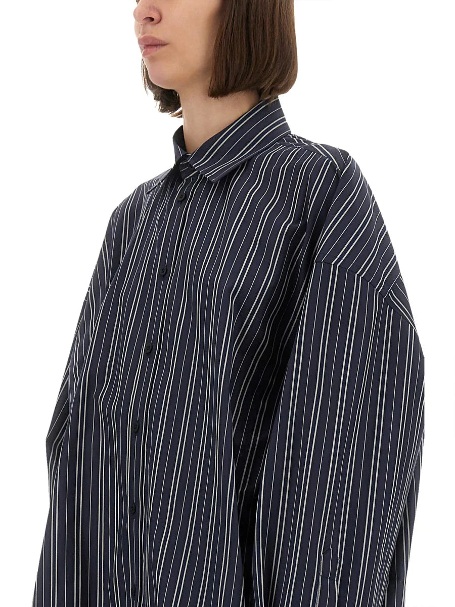 Blue Striped Poplin Shirt-Dress