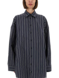 Blue Striped Poplin Shirt-Dress
