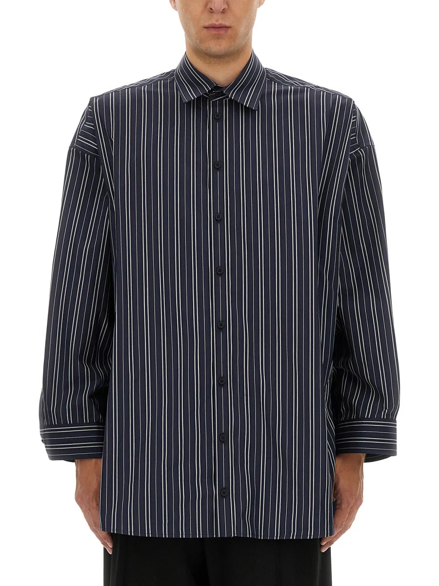 Blue Striped Poplin Shirt-Dress