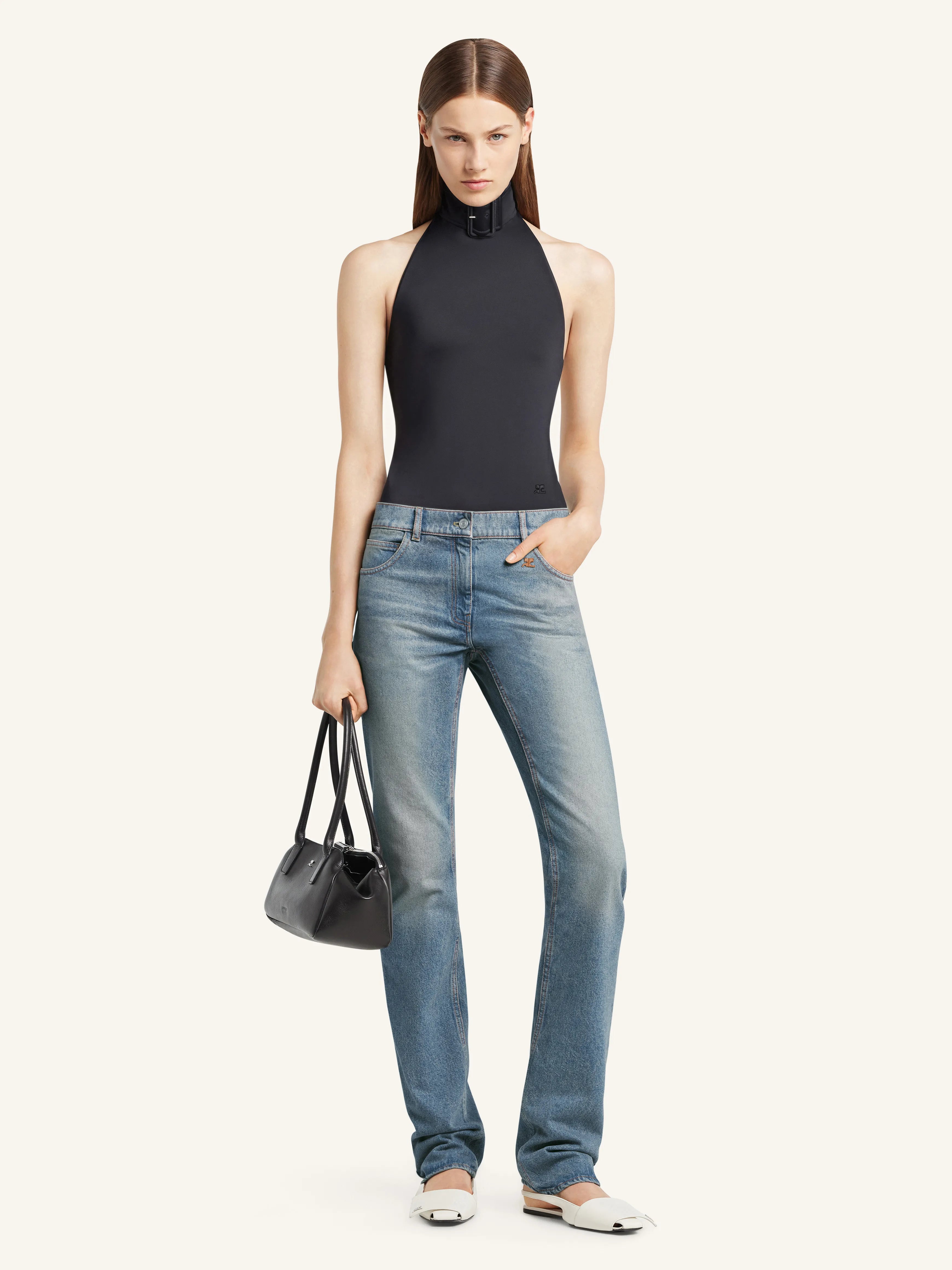 Round Helm Denim Pants