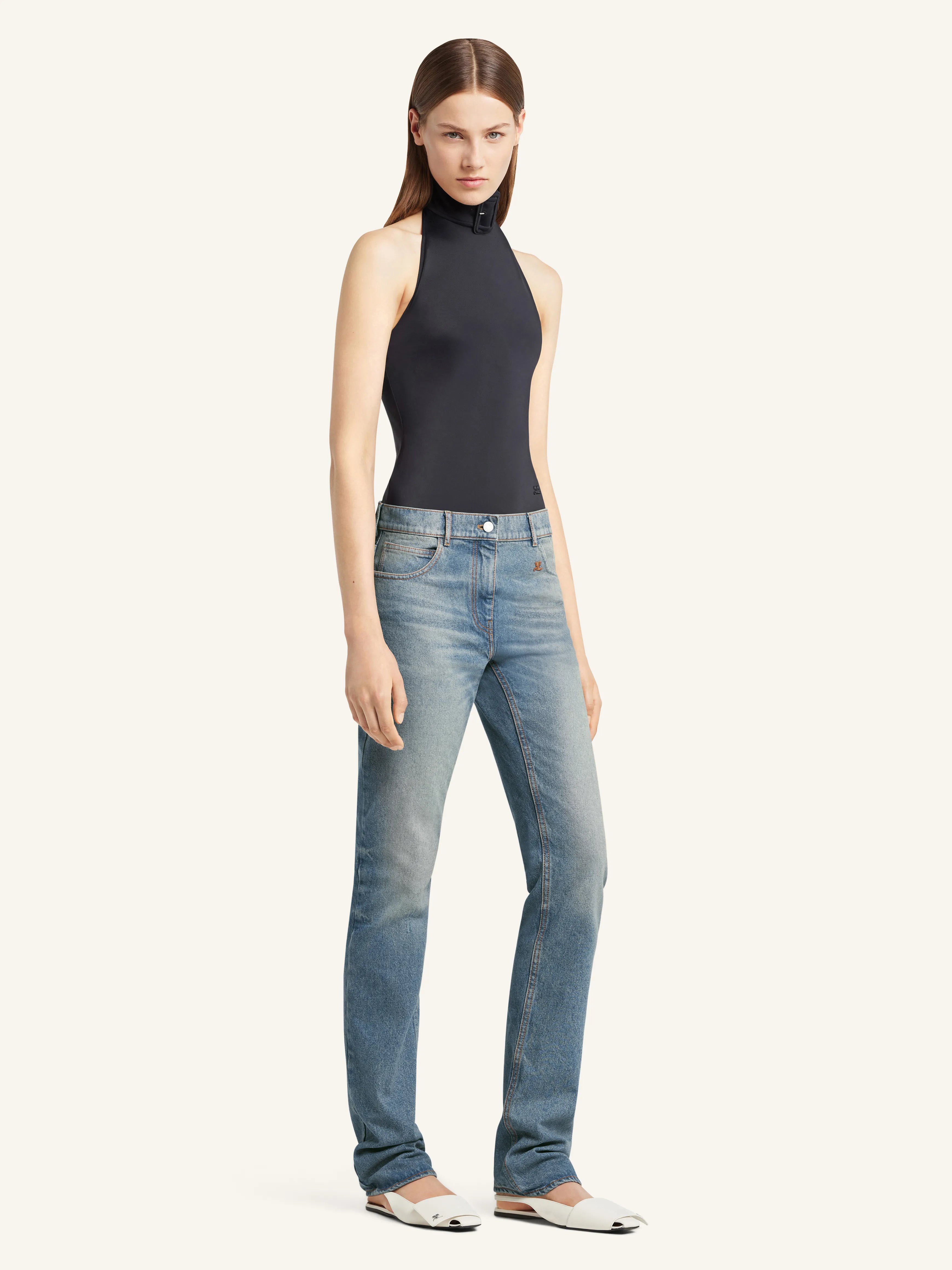 Round Helm Denim Pants