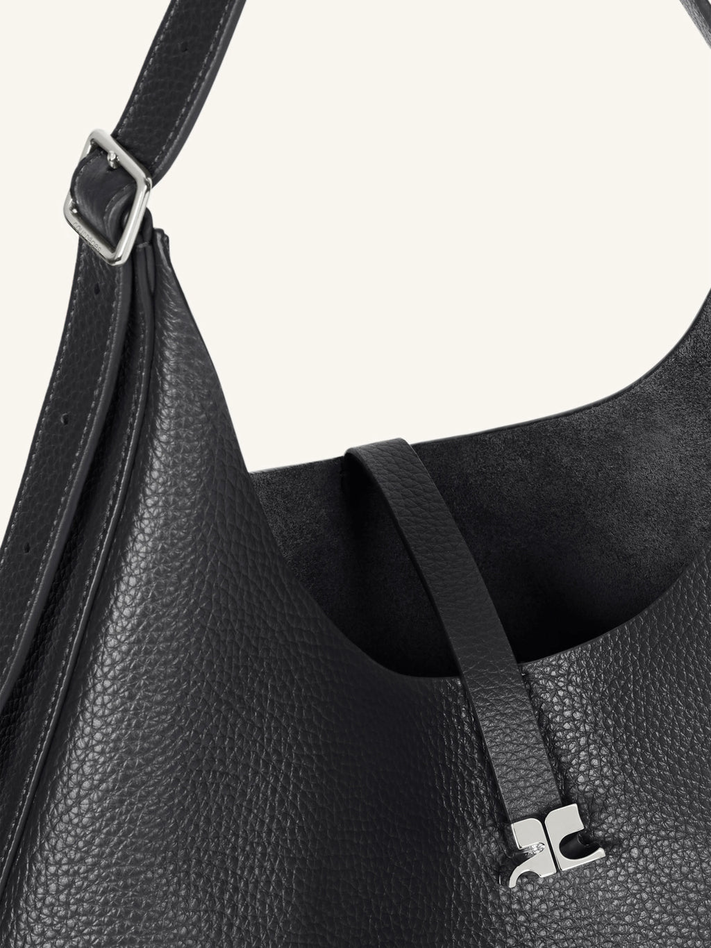 Grained Leather Medium Holy Hobo Bag