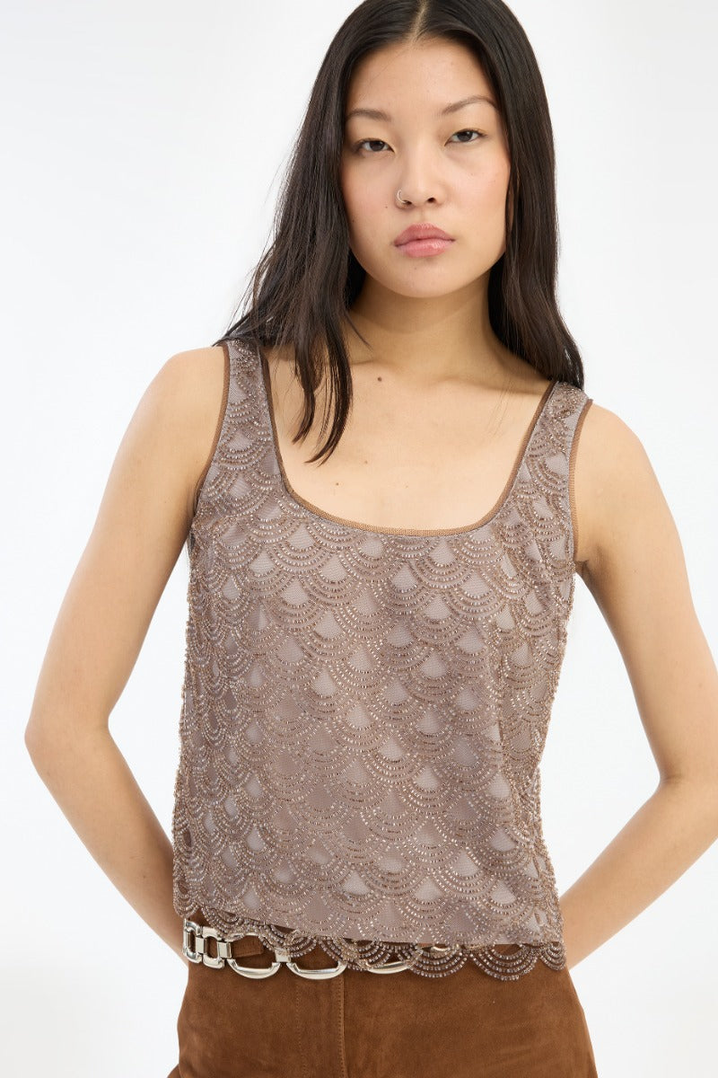 Scallop Sequin Top