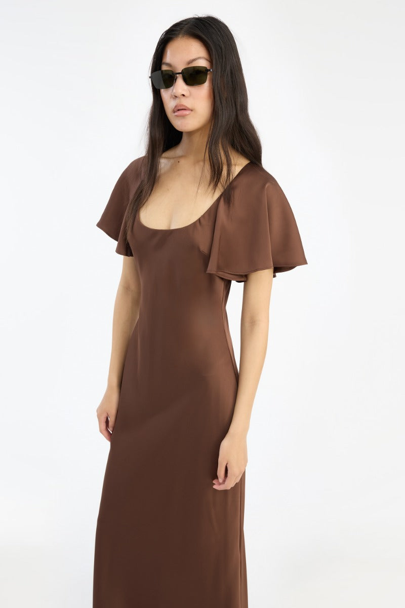 Satin Flowy Sleeve Dress