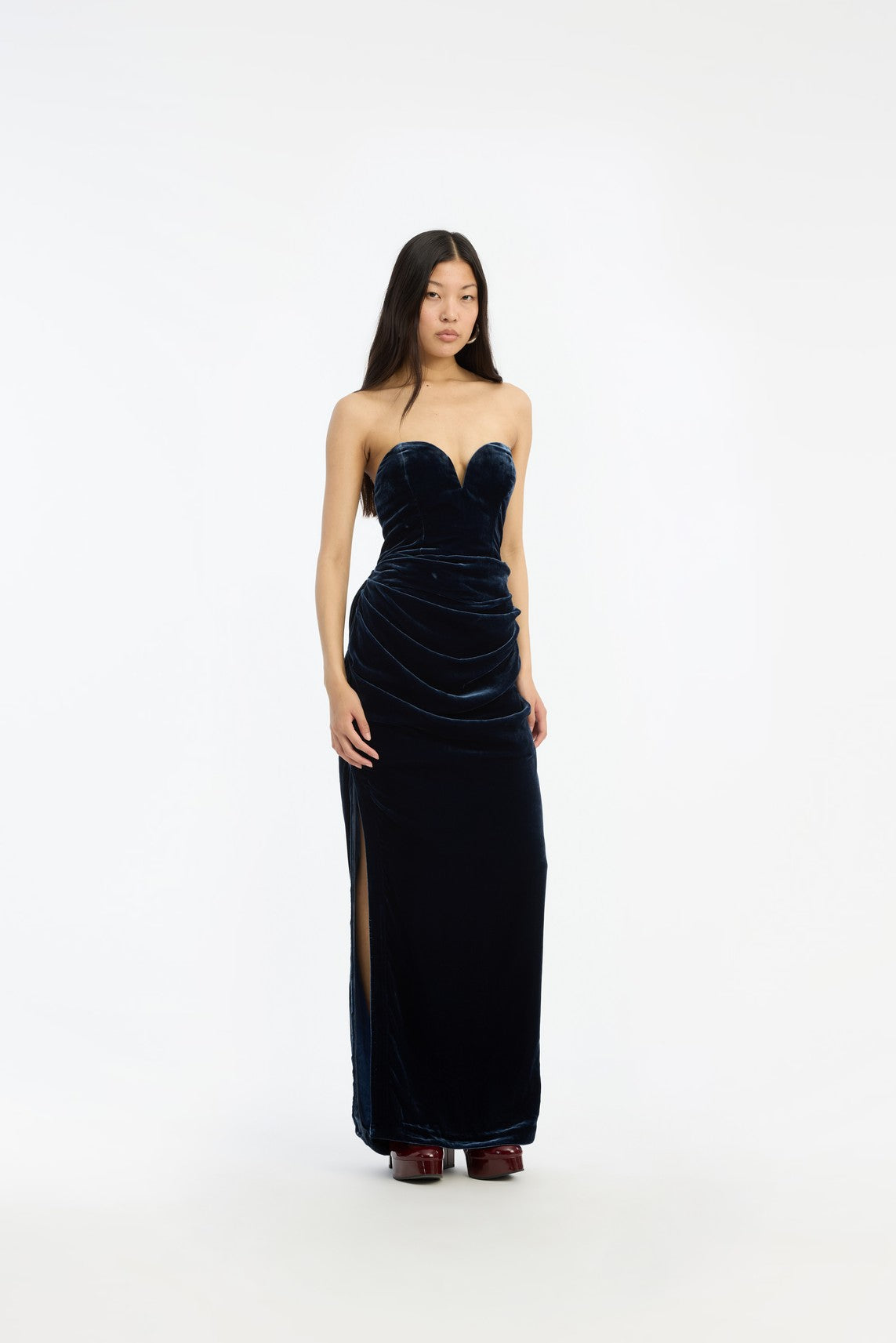 Silk Velvet Slit Dress