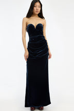 Silk Velvet Slit Dress