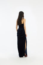 Silk Velvet Slit Dress