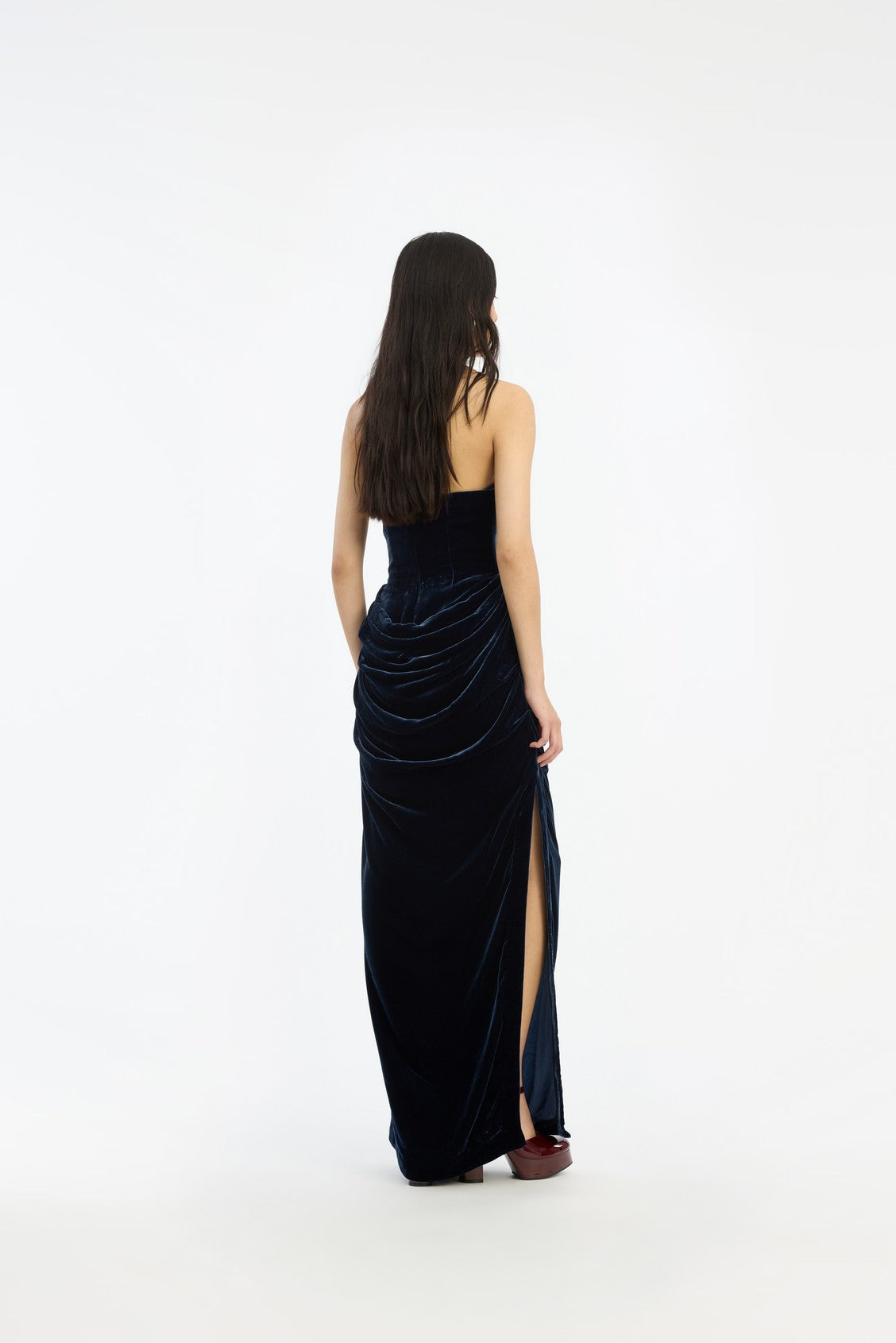 Silk Velvet Slit Dress
