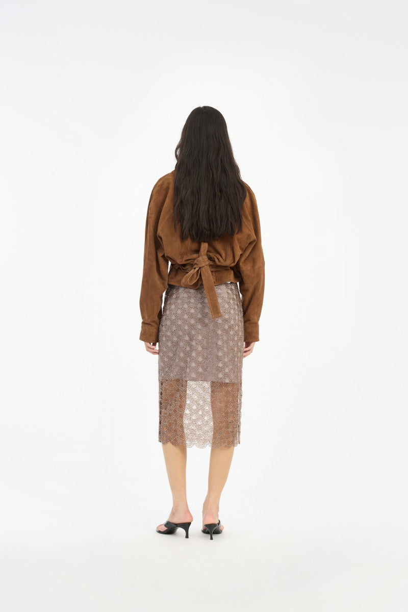 Scallop Sequin Midi Skirt