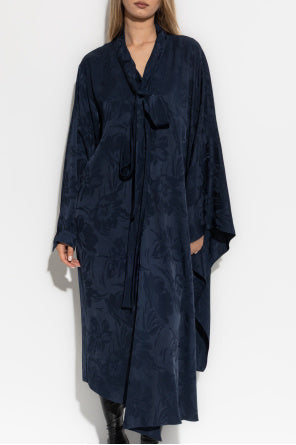 Navy Blue Floral Print Dress