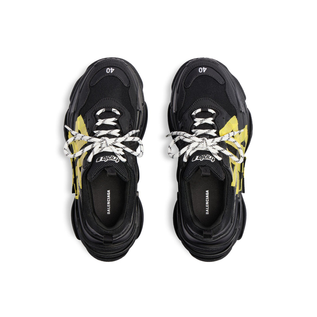 Triple S Tape Type Sneaker in Black/Yellow