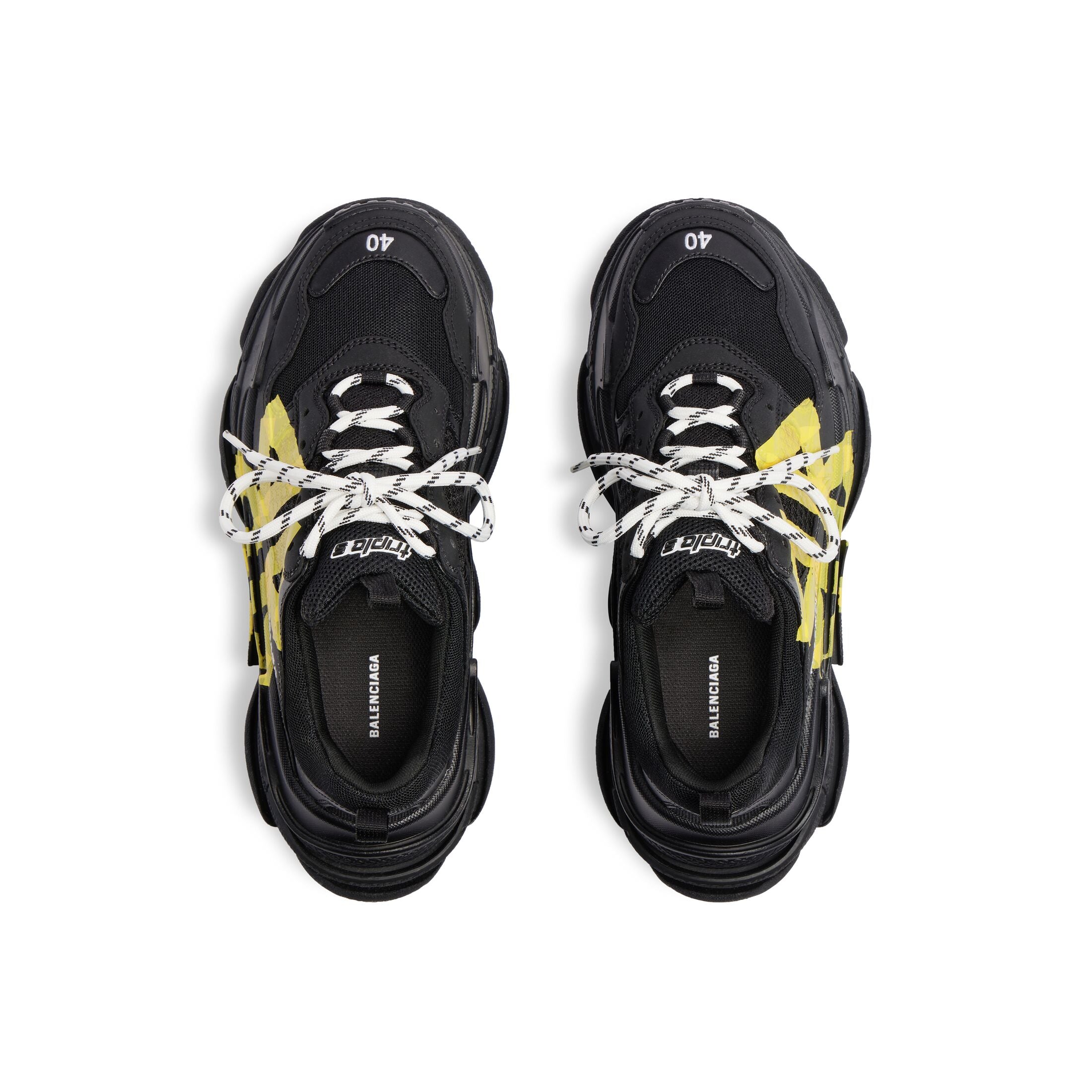 Triple S Tape Type Sneaker in Black/Yellow