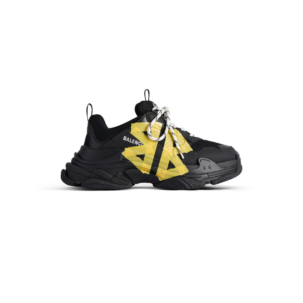 Triple S Tape Type Sneaker in Black/Yellow