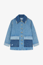 Patchwork Denim Midi Jacket