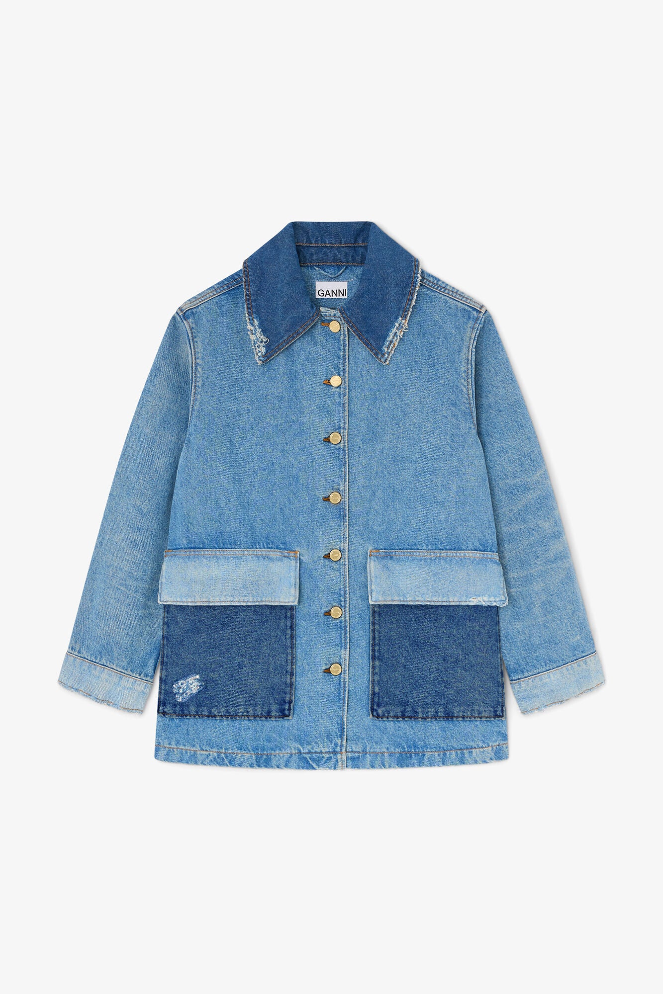 Patchwork Denim Midi Jacket