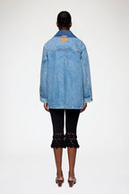Patchwork Denim Midi Jacket