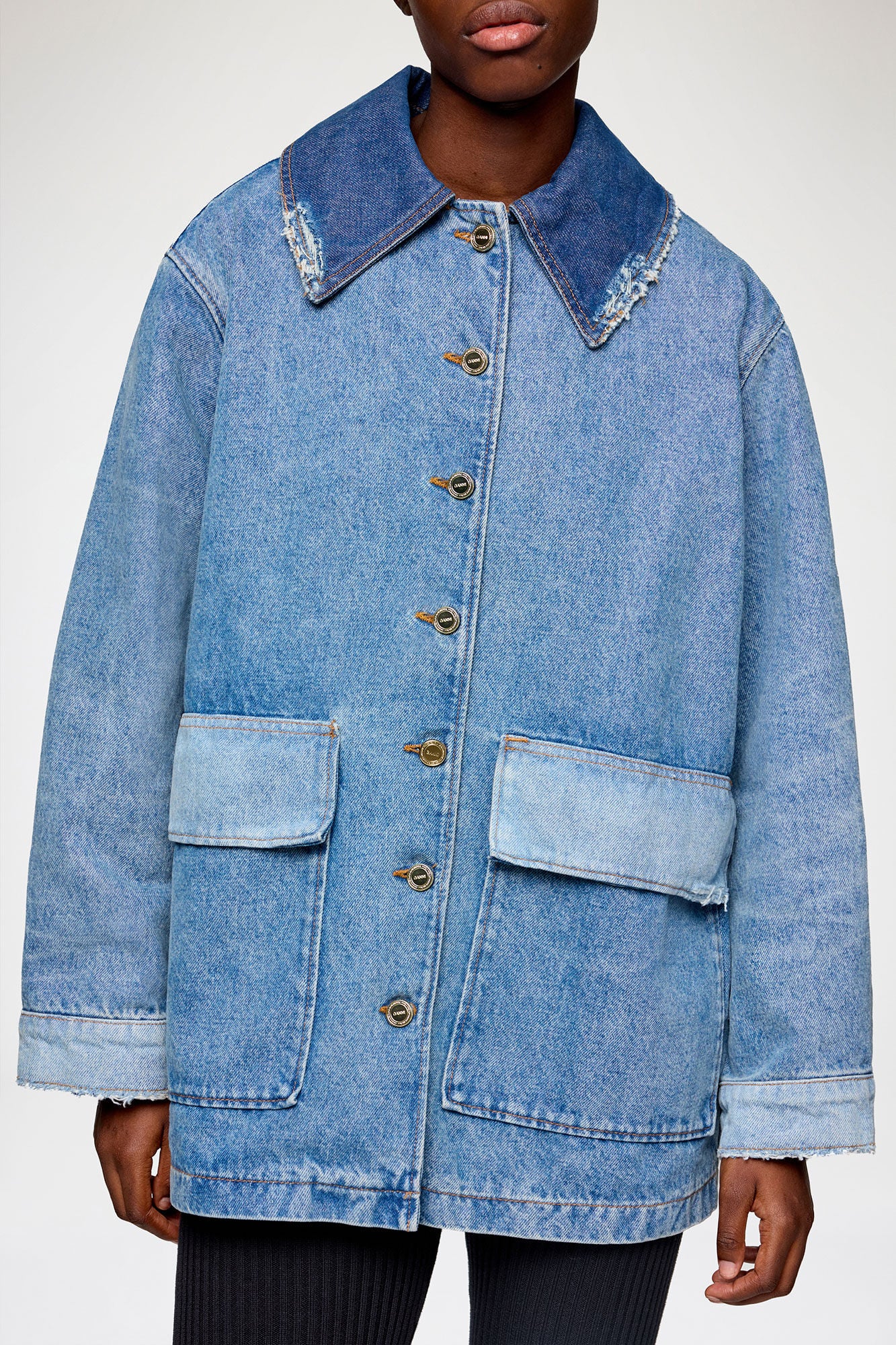 Patchwork Denim Midi Jacket