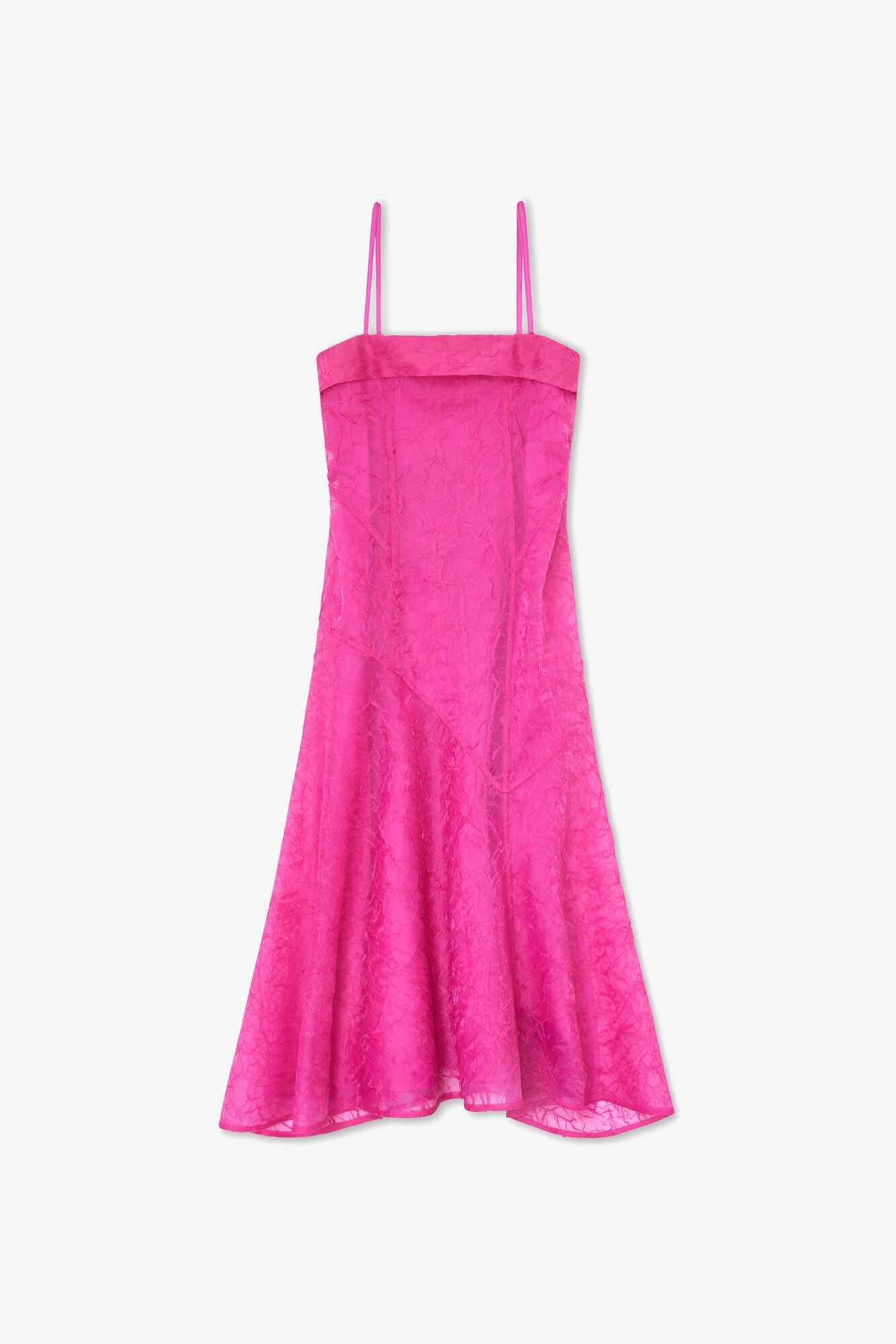 Shibori Organza Long Asymmetric Dress
