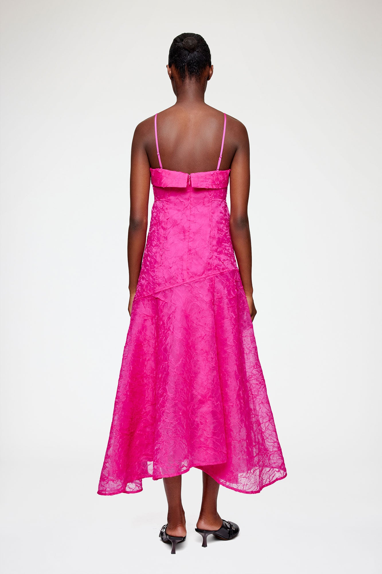 Shibori Organza Long Asymmetric Dress