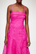 Shibori Organza Long Asymmetric Dress