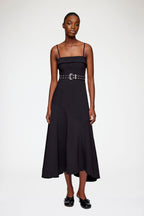 Future Twill Suiting Long Asymmetric Dress