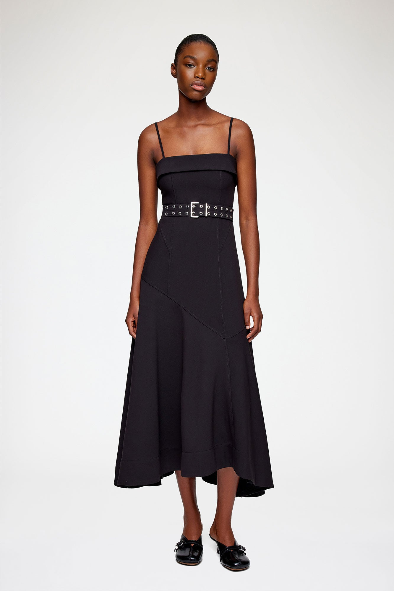 Future Twill Suiting Long Asymmetric Dress