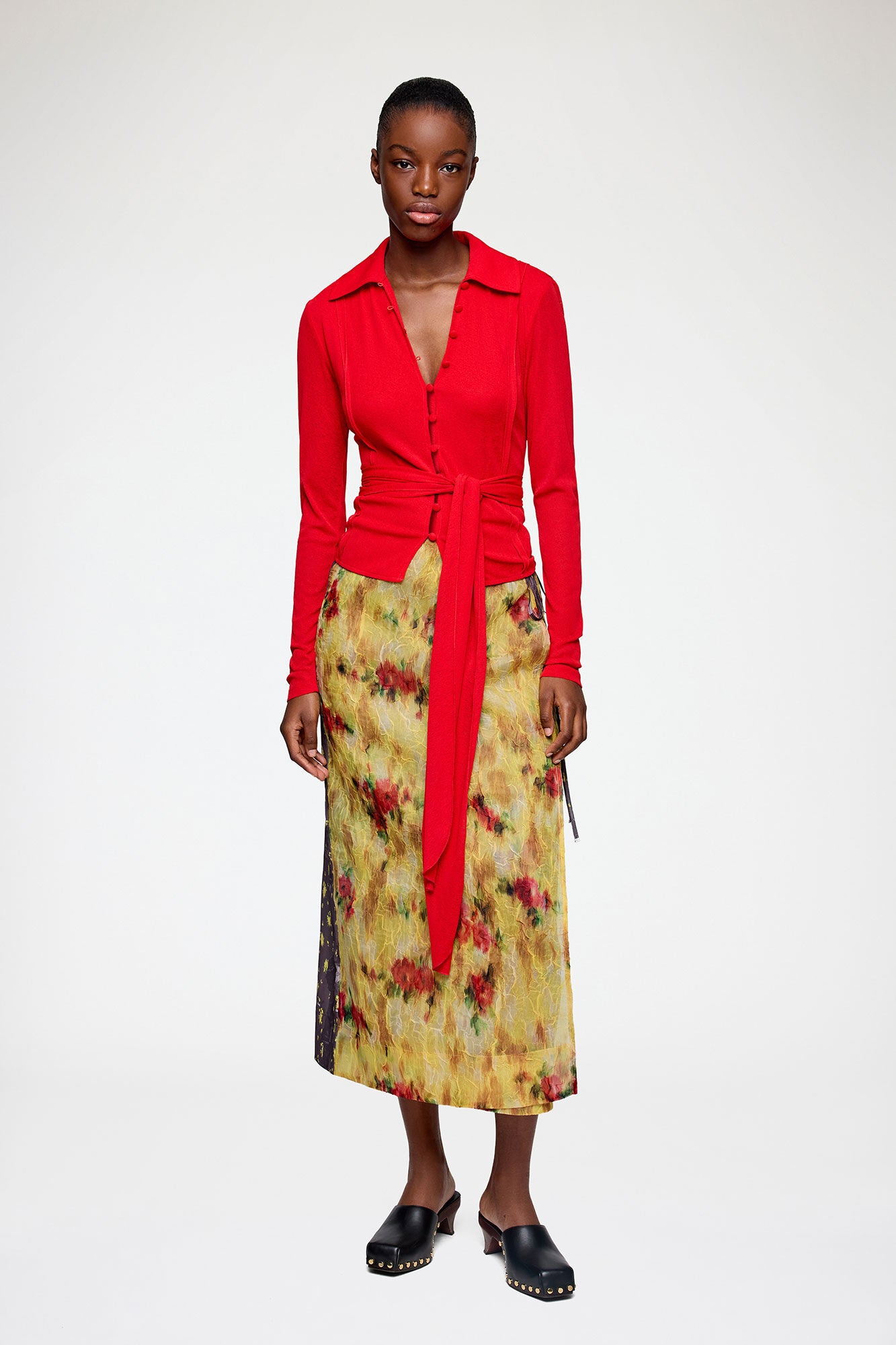 Shibori Organza/Fluid Taffeta Wrap Skirt