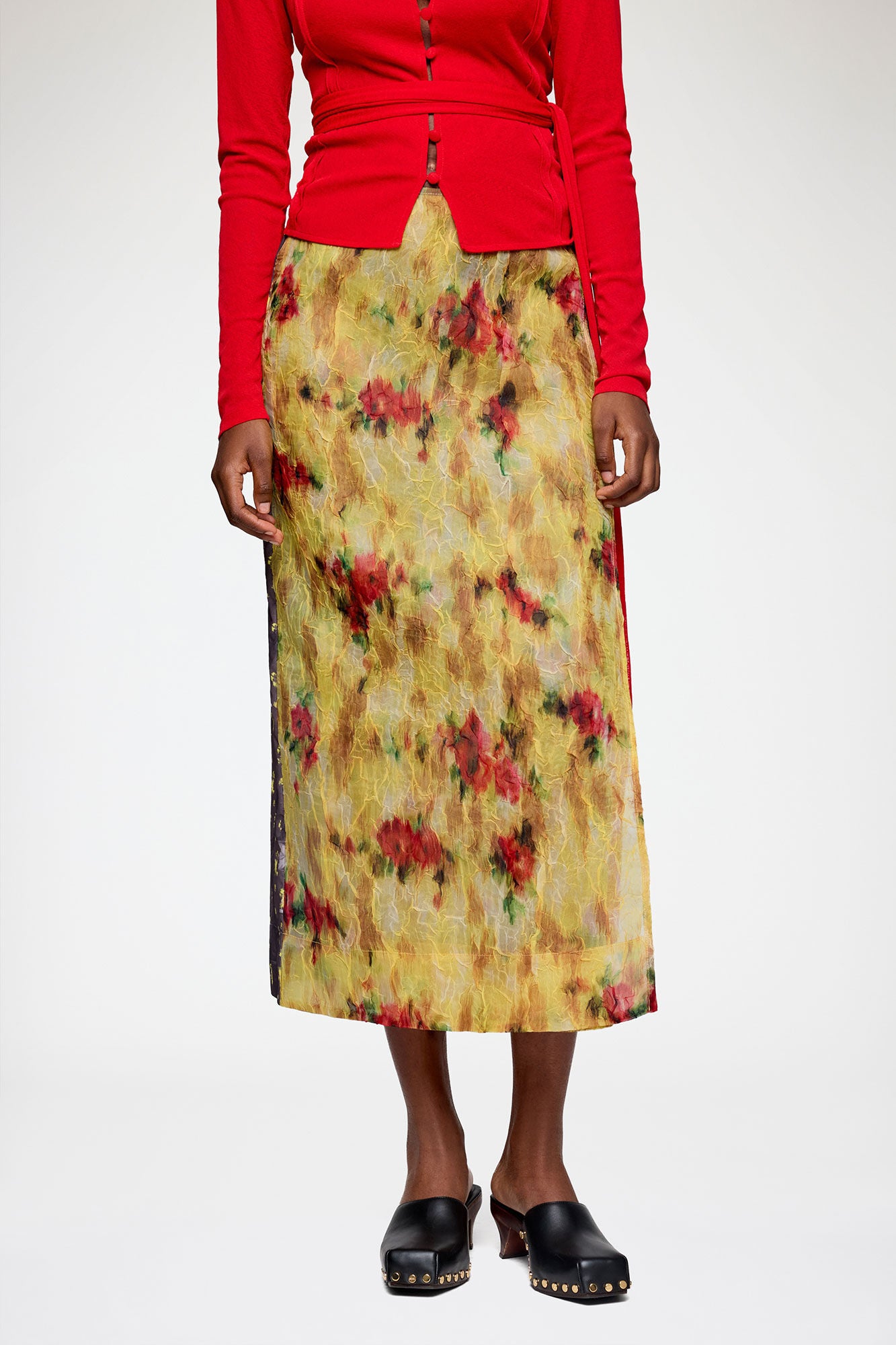 Shibori Organza/Fluid Taffeta Wrap Skirt