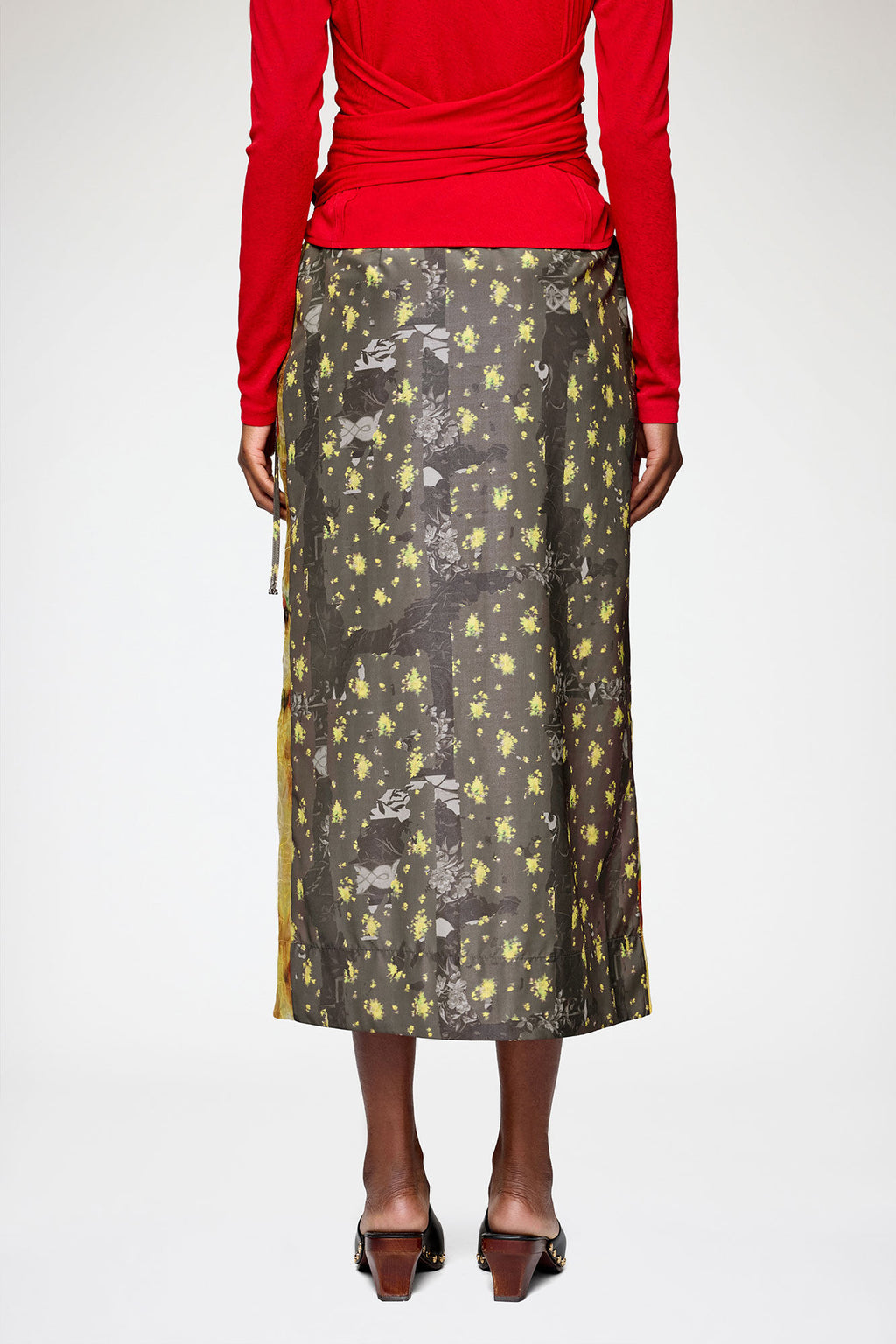 Shibori Organza/Fluid Taffeta Wrap Skirt