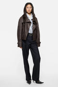 Cropped Leather Trench Coat