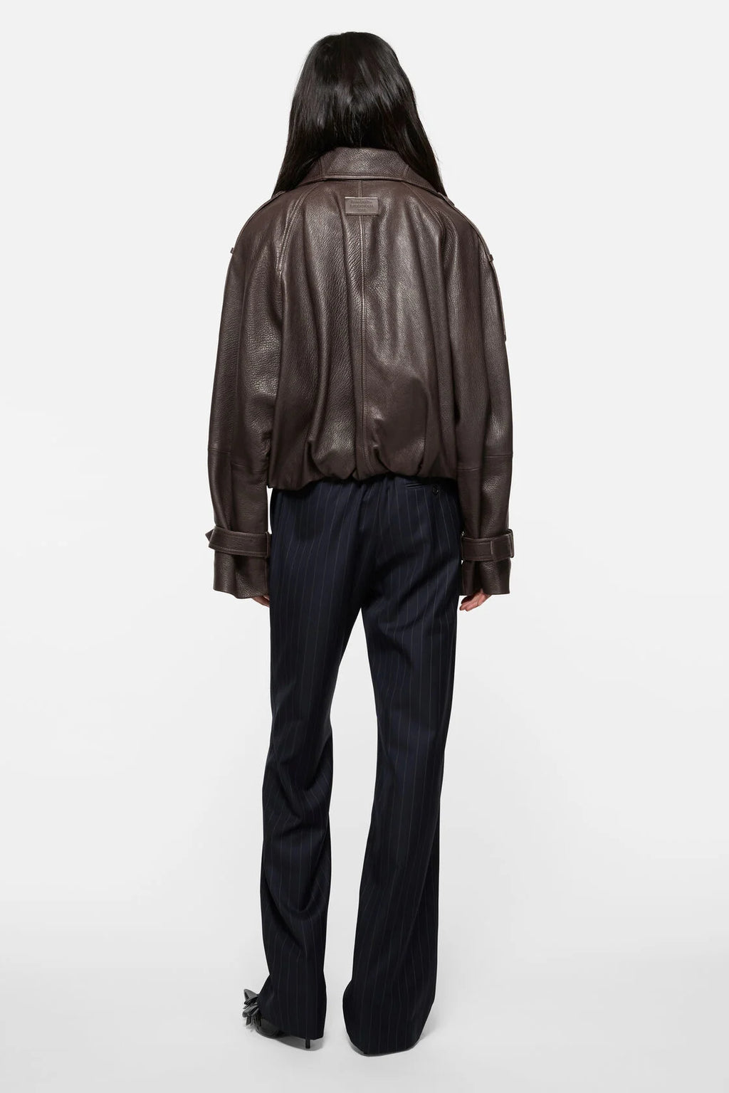 Cropped Leather Trench Coat