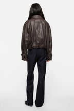 Cropped Leather Trench Coat