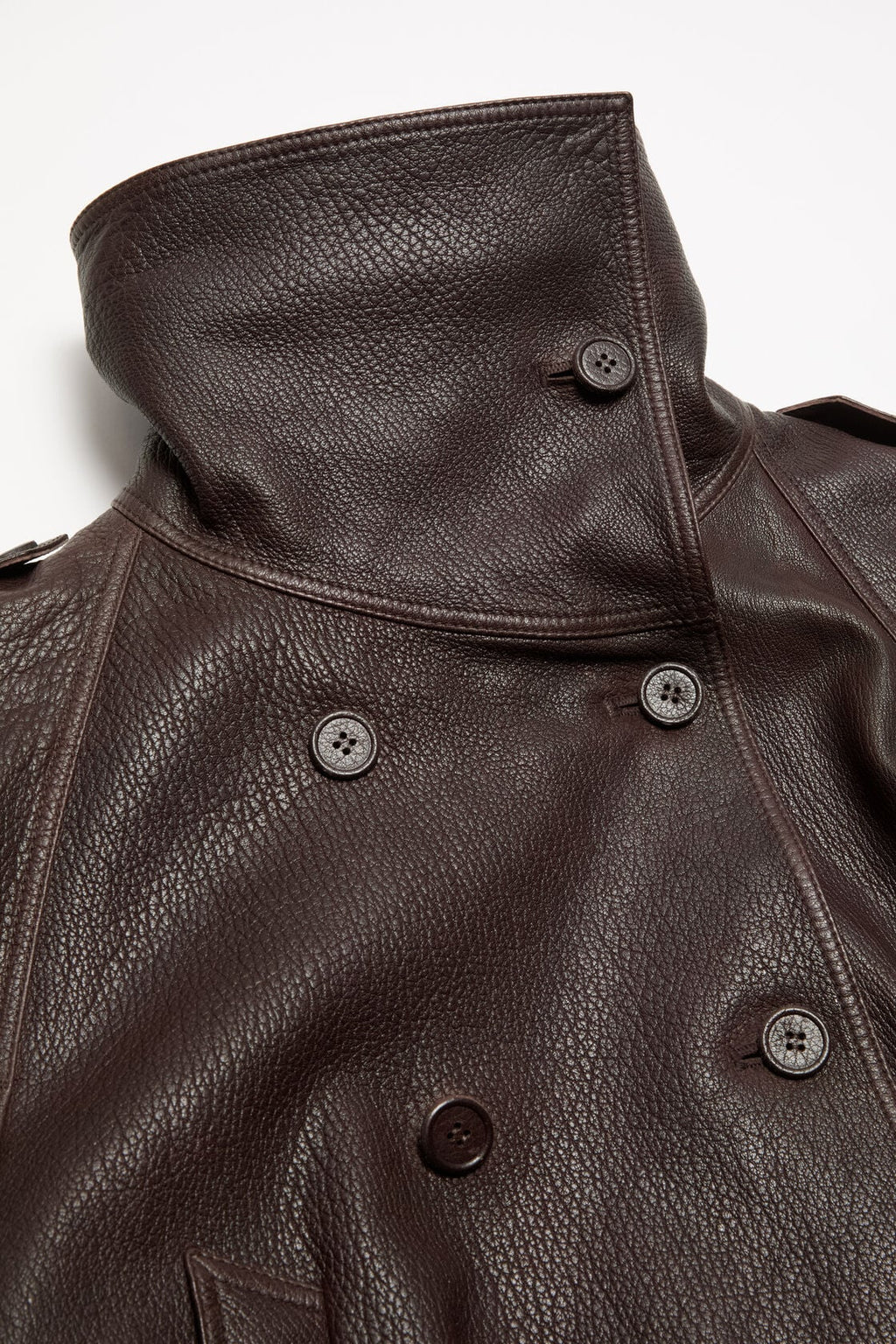 Cropped Leather Trench Coat