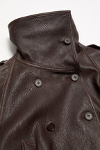 Cropped Leather Trench Coat