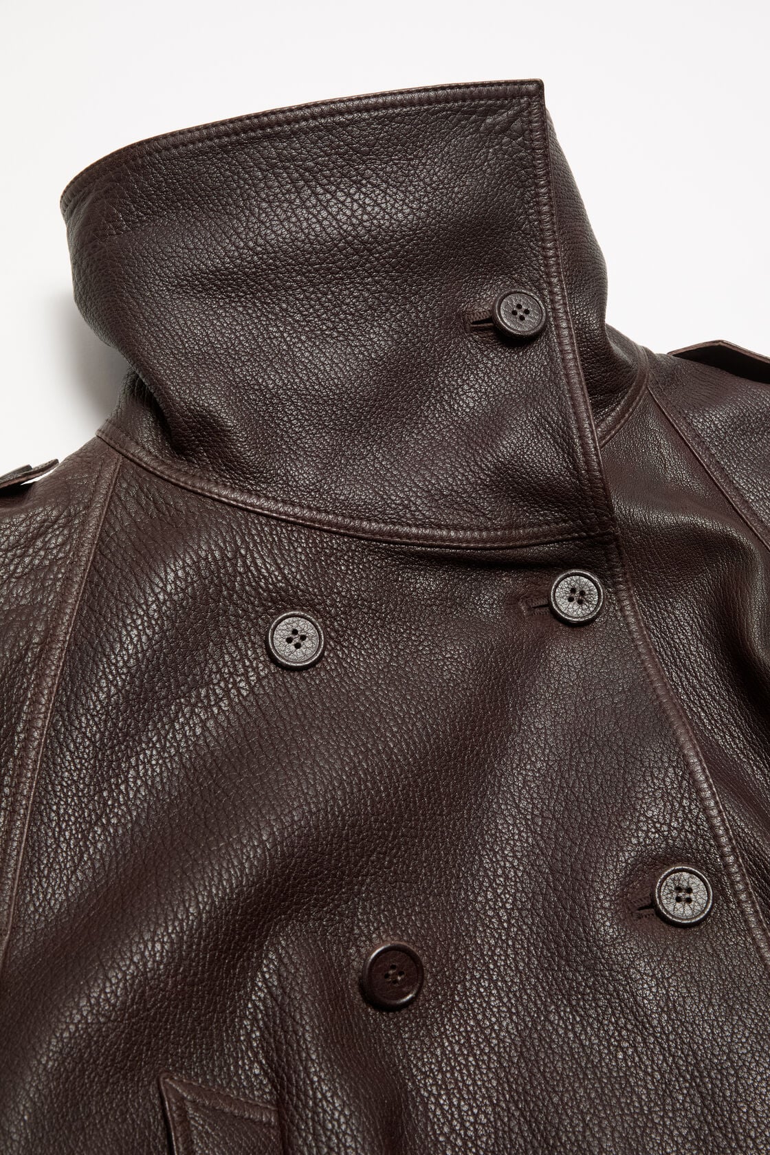 Cropped Leather Trench Coat