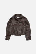 Cropped Leather Trench Coat