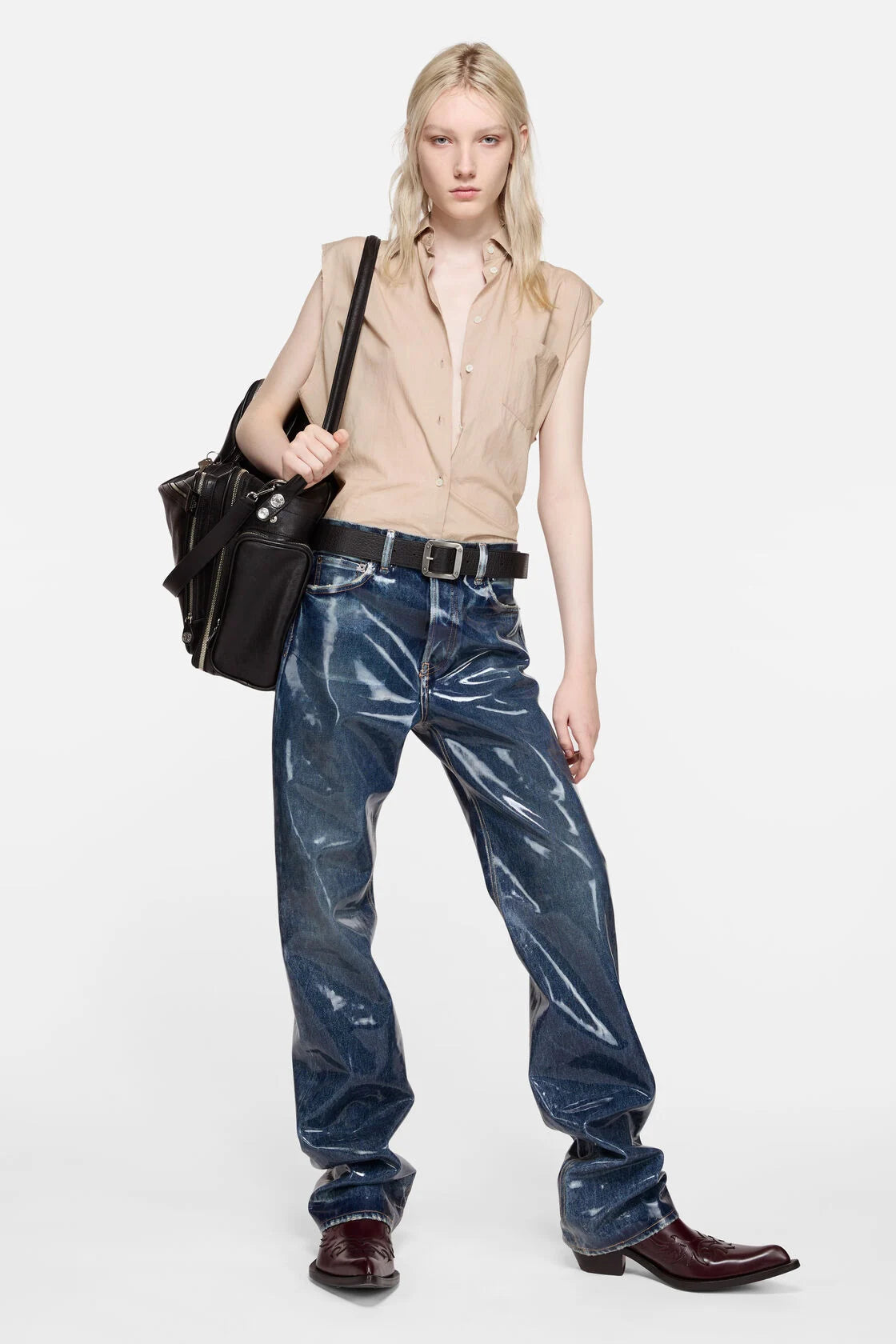 Sleeveless Cotton and Silk Blouse