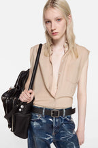 Sleeveless Cotton and Silk Blouse