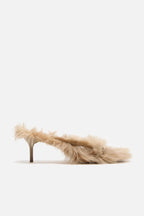 Furry Kitten Heel Sandals
