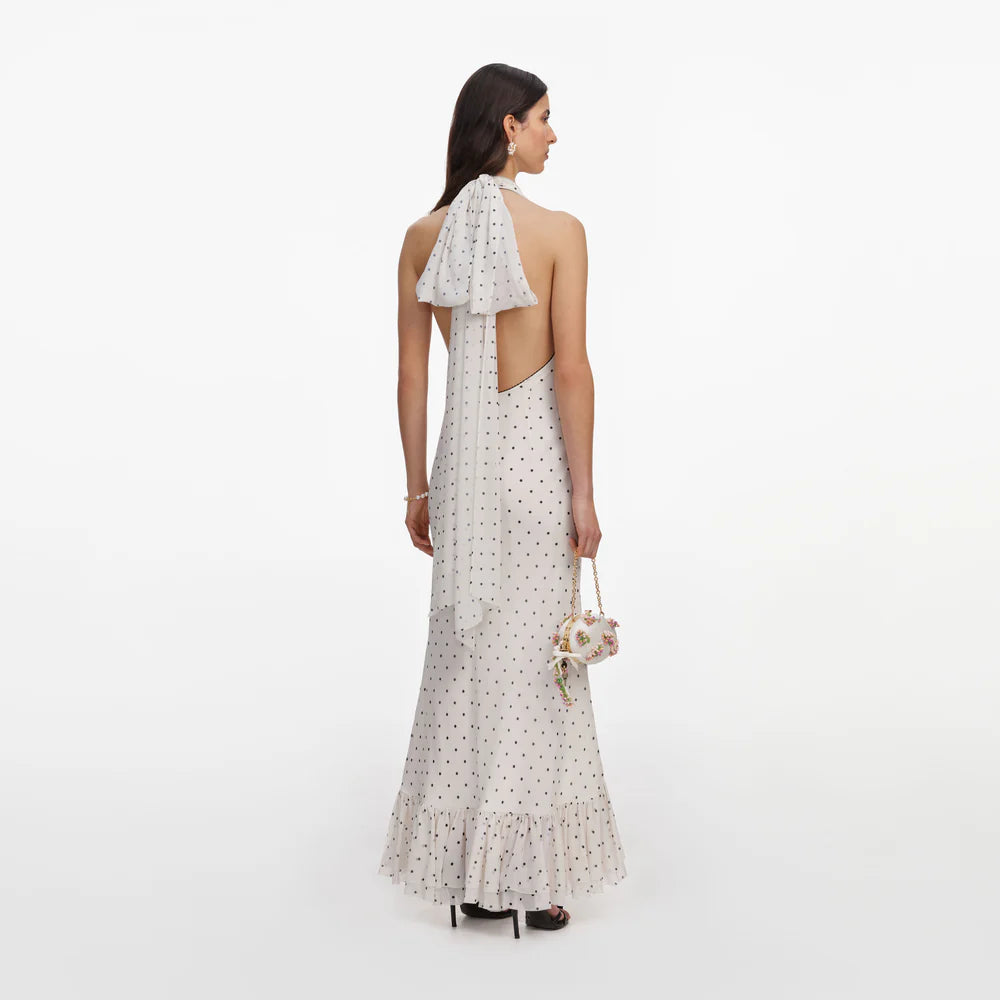 Polka Dot Halter Neck Midi Dress