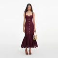 Plum Linen Lace Midi Dress