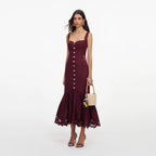 Plum Linen Lace Midi Dress