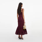 Plum Linen Lace Midi Dress